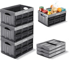 CleverMade Collapsible Storage Bins 32L 3 Pack – Heavy Duty Foldable Storage Bins with Built-In Handles for Garage Storage an