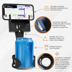 Phone Holders for Your Car, Cup Holder Phone Mount, Universal Adjustable Expander Cradle Hands-Free Driving - Compatible with All Smartphones Car Mount for iPhone Samsung Google Android Mobile Black