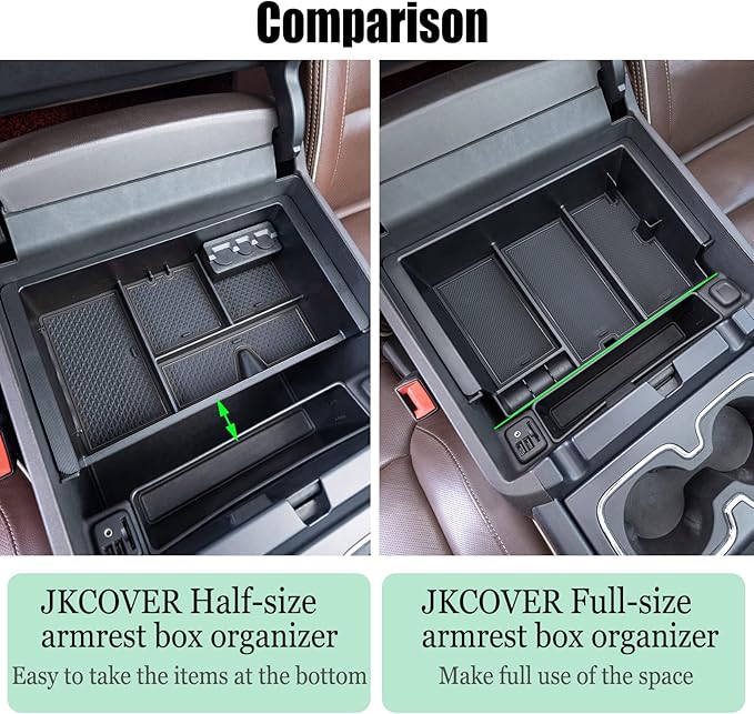 JKCOVER Compatible with Chevy Silverado/GMC Sierra 2014-2018 and Chevy Tahoe Suburban/GMC Yukon 2015-2020 Center Console Organizer Tray Accessories-Full Console w/Bucket Seats ONLY - (Black Trim)