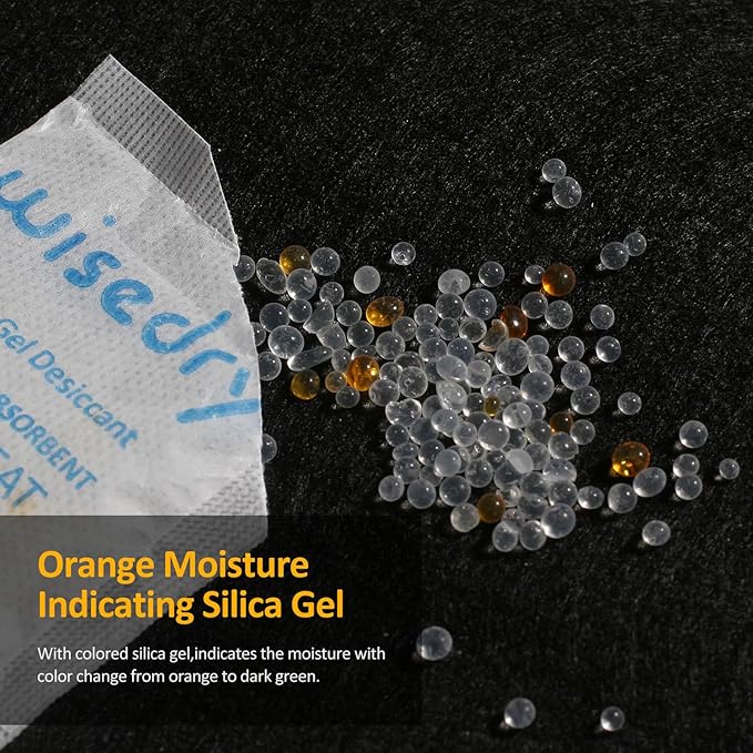 wisedry 10 Gram [30 Packs] Silica Gel Desiccant Packets Reusable for Moisture with Color Indicating Rechargeable Small