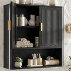 INNOD Bathroom Wall Cabinet, Wall-Mounted Medicine Cabinet with Adjustable Wood Shelf & Doors, Floating Bathroom Cabinet Over