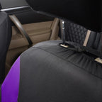 Flying Banner Car Seat Covers Full Set Front Seats and Rear Bench Mesh Fabric Splicing Polyester Cover Black with Purple Colo
