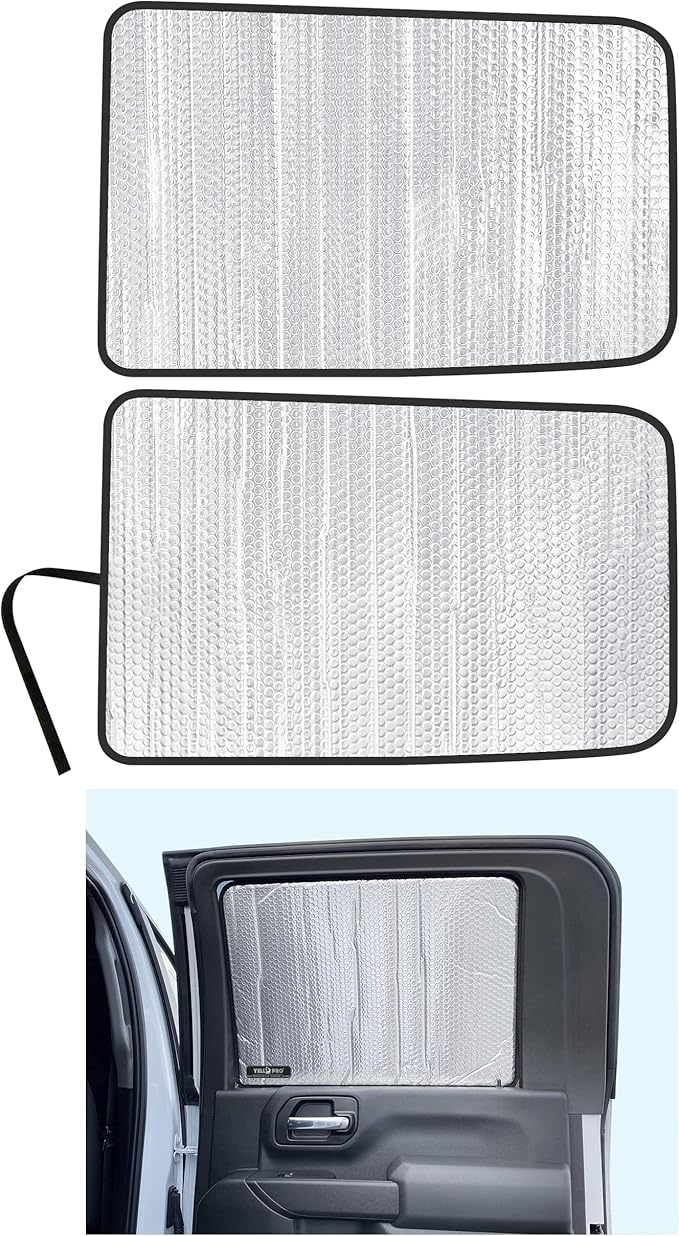 Side Window Rear Seat 2nd Row Sunshade Custom Fit for 2019 2020 2021 2022 2023 2024 2025 2026 GMC Sierra 1500 (Not for HD 2500 3500), SLT, AT4, Denali Pickup 4Dr 4Door Crew Cab (Set of 2)