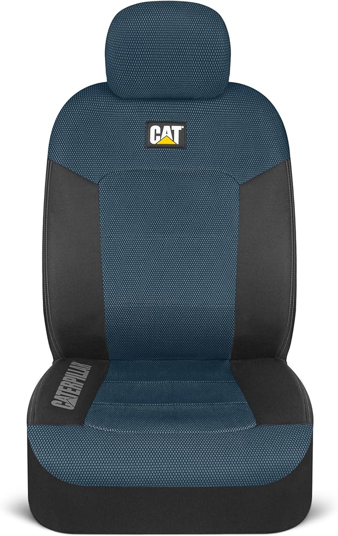CAT Blue & Black Seat Covers for Cars, Trucks, & SUV - Set of (2) MeshFlex Car Seat Cover Front Seat Protectors - Airbag Comp