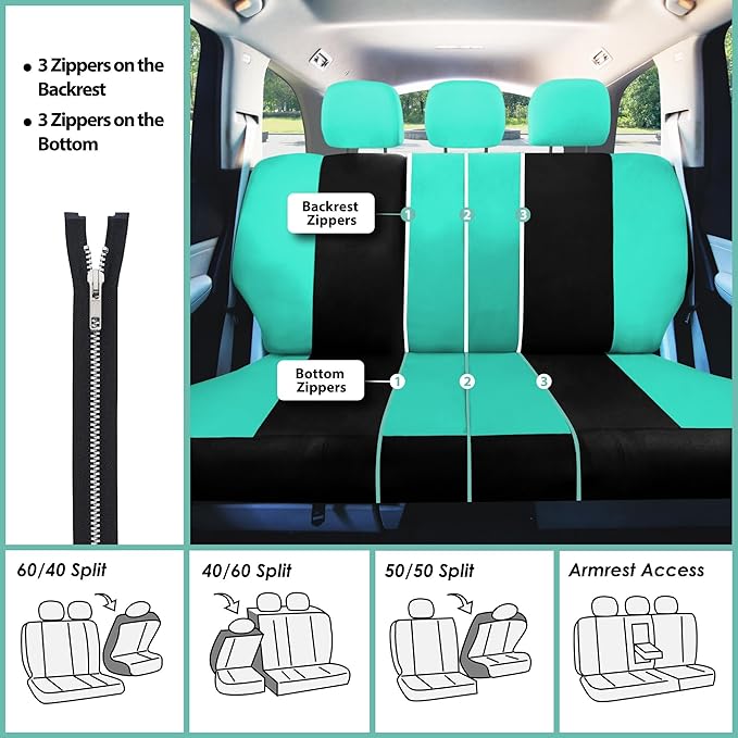 FH Group Car Seat Covers Full Set Cloth - Universal Fit,Automotive SeatCovers,Low Back Front SeatCovers,Airbag Compatible,Spl