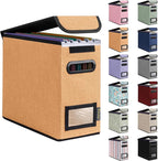 BALEINE File Organizer Box with Lid, Collapsible File Folder Organizer with Plastic Slide, Hanging File Folder Box for Office