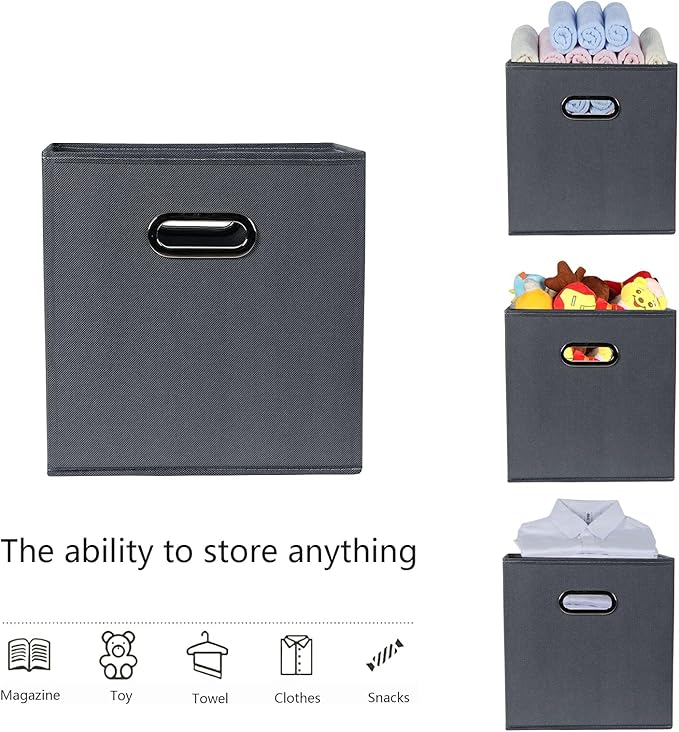Fabric storage bins Cubes, Fabric Cube Organizer with Handle, Foldable Cube Bins for Cloth or Accessary Storage, 11x11x11, Se