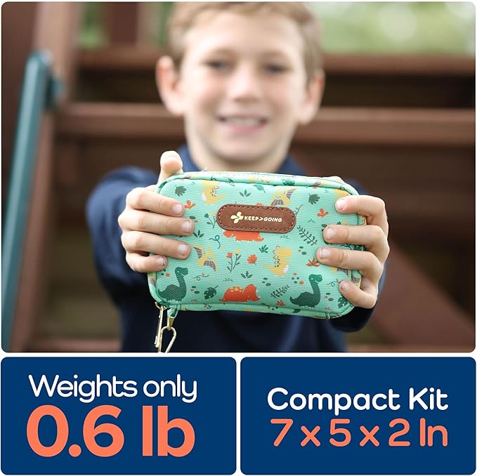 KeepGoing Travel First Aid Kit for Kids – 130 Pc. for Car, Home, Purse, Diaper Bag & Backpack with Latex-Free Bandages - Mini