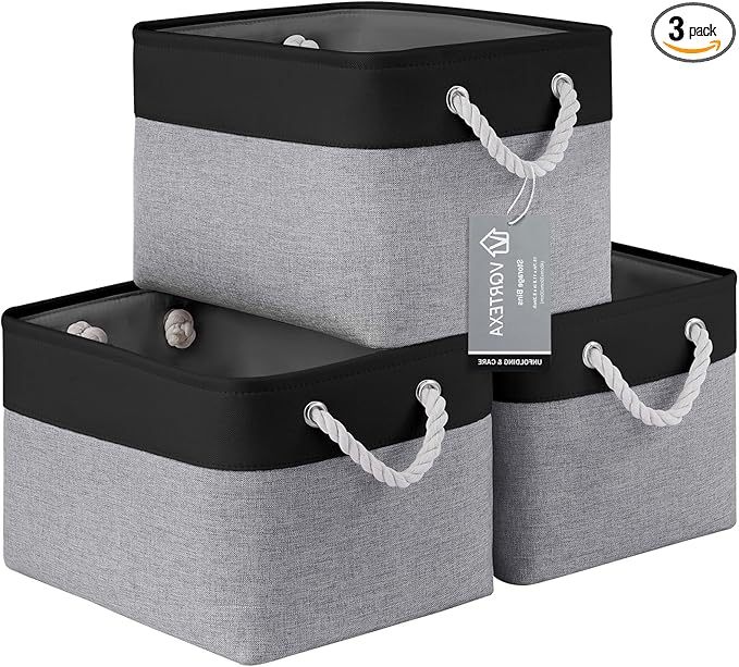 Large Storage Baskets- 15x11x10 inch Storage Bins for Shelves and Closet Organizing, Foldable Fabric Bin for Home Organizatio