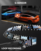 WOLFBOX G840H 12'' Mirror Dash Cam with ADAS and BSD, 2.5K Rear View Mirror Camera Front and Rear, 5.8GHz WiFi, Voice Control