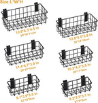 Heavy Duty Slatwall Baskets - 6 Pack Black Multi-Size Storage Organizer for Garage Workshop, Fits Standard Panels