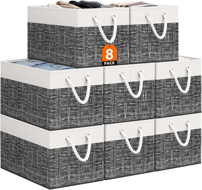 StorageTastic Storage Bin,Collapsible Storage Basket For Organizing,Large Storage Boxes With Rope Handles,Storage Containers,
