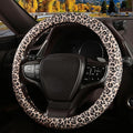 Leopard Print Steering Wheel Cover with Silicone Inner Ring, Non-Toxic, Odorless Silicone Leather with Non-Fading Cheetah Pat