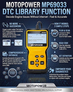 MOTOPOWER MP69033 Car OBD2 Scanner Code Reader Engine Fault Scanner CAN Diagnostic Scan Tool for All OBD II Protocol Cars Since