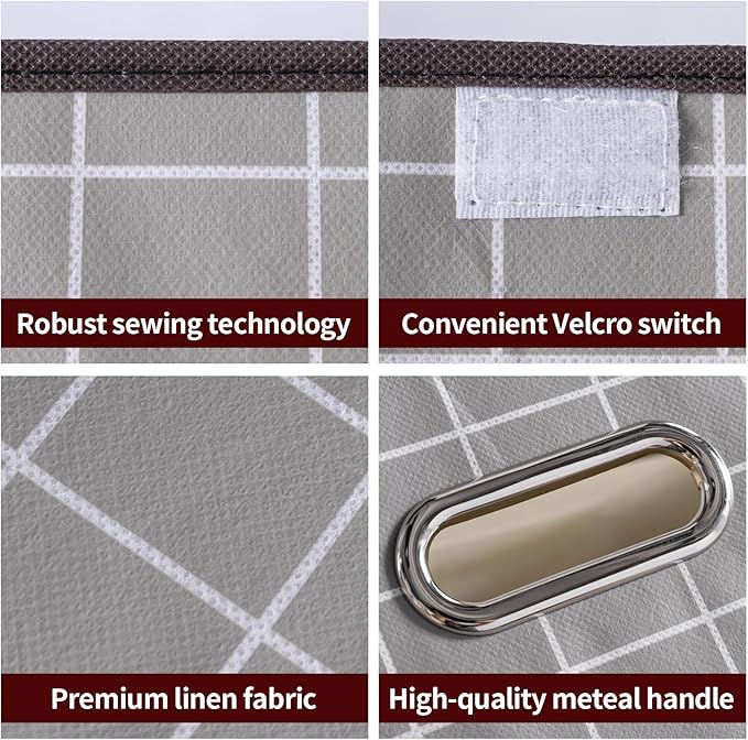 STOREONE Fabric Storage Cube Bins Foldable Organizer Container Collapsible Basket with Lids and Metal Handles, for Home, Bedr