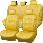 CAR PASS Yellow Bling Diamond Leather Car Seat Cover Full Sets,Waterproof Shining Glitter Sparkly Crystal Universal Fit for A