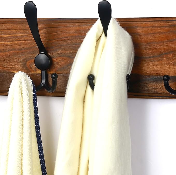 Dseap Coat Rack Wall - Heavy-Duty 38-1/4" Long, with Reinforced 10 Custom Tri-Hooks, Solid Wood Wall Hanger for Coats Hat Jac
