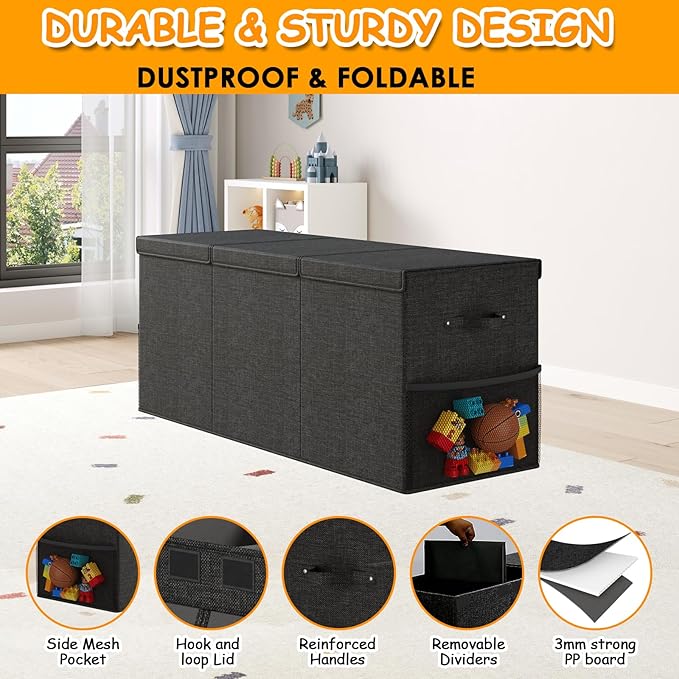 Extra Large Toy Box Chest with Lid, Kids Toy Storage Organizer for Boys Girls, Big Toy Bin Basket Extra Large Toy Storage Box