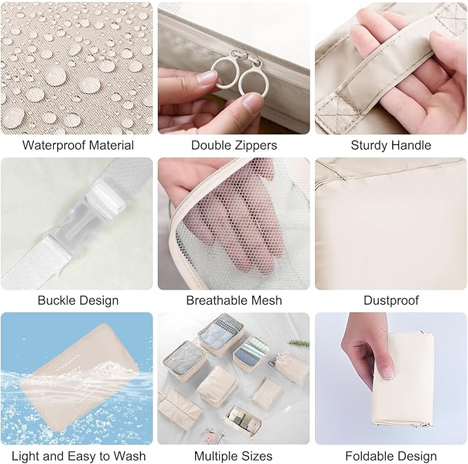 Packing Cubes for Travel-10 Set Luggage Organizer Bags for Family, Mesh Breathable Packing Cubes for Suitcases Durable Travel