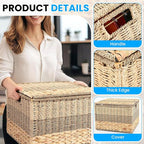 Cinnvoice Extra Large Decorative File Box 18 x 16 x 13 in Wicker Seagrass File Basket Organizer for Letter Legal Size Hand Wo