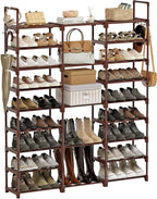 WOWLIVE 9 Tiers Shoe Rack Shoe Storage Shoe Organizer 30-35 Pairs Shoe Tower Unit Shelf Durable Metal Pipes with Plastic Conn