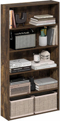 Furinno Basic Book Shelf, 5-Tier Bookshelf, Storage Organizer Bookcase with Open Shelf, 7 x 24 x 44, for Living Room, Bedroom