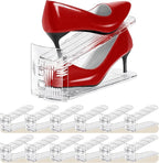 Shoe Slots Organizer 12 Pack - Shoe Stacker,3 Levels Adjustable,Space Savers 50%,Double Layer Holders for Closet (Transparent