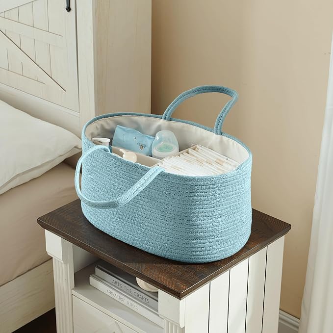 luxury little Diaper Caddy Organizer, Large Cotton Rope Nursery Baby Basket, Changing Table Organizer for Baby Diaper Storage