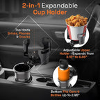 Car Cup Holder Expander 2 in 1, Expandable Cup Holder with Adjustable Base, The Upper Part Fits Yeti, Ramblers, Hydroflask, Other Large Bottles/Mugs, expandable to 3"-6.5"