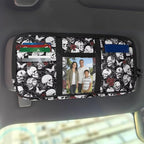 Skull Tactical Gear Organizer Car Sun Visor with Picture Holder Zipper Pouch Storage Bags with Adjustable Straps and Multi-Pocket Easy Installation Universal Fit for Most Cars SUV
