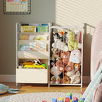 BBLIKE Kids Bookshelf and Stuffed Animal Storage - Multi-Function Nursery Book Shelves with Toy Box and PVC Book Display, Toy