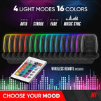 Motor Trend RGB LED Car Seat Protector with Remote — Color-Changing Front Seat Cover, 4 Modes (Music Sync, Pulse, Fade, Stati