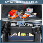 Car Trunk Organizer, Leather Trunk Organizer for Suv with Lid and Push-pull Handle Car Trunk Leather Storage Box Extra Large Ca