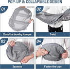 Seiritex Mesh Popup Laundry Hamper 3 Compartment Sortable Horizontal Collapsible Laundry Basket for Clothes Laundry Room Bedr