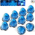 BJZ 10Pcs Ice Blue Watermelon LED Strobe+Constant Marker Lights Dual Function Watermelon-Shaped Side Marker Clearance Tail Top Cap Roof Lights for Trailer Truck Semi-Trailer Heavy-Duty Truck Bus Van