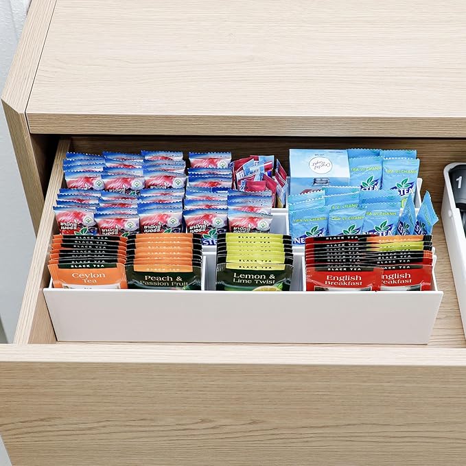 4 Pack Plastic Drawer Organizers for Home, Kitchen, Bathroom, Under Sink, Vanity, Medicine Cabinet and Office Use, White
