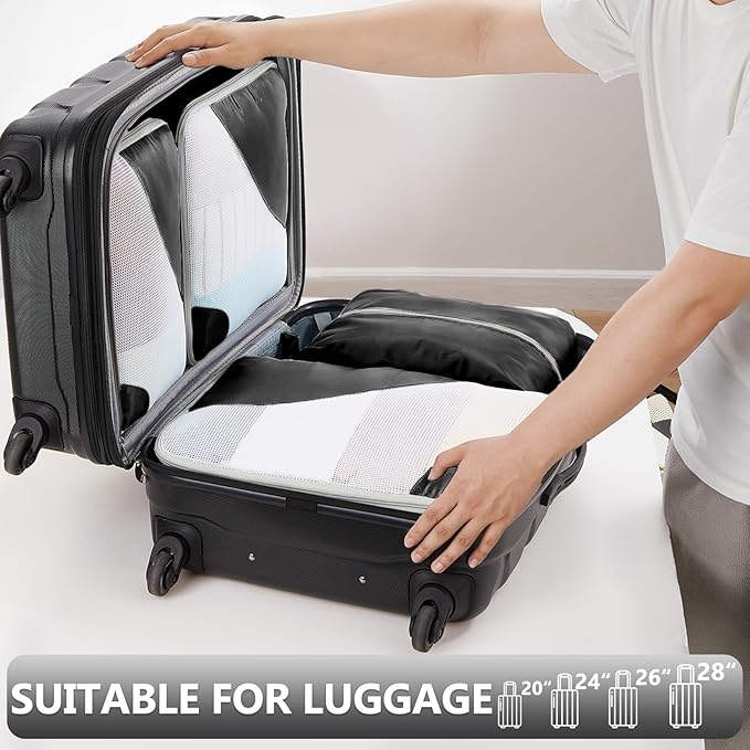 8 Set Packing Cubes for Travel, Gifts for Women Mom,Anti-Tearing Suitcase Organizer for Luggage with Shoe & Hanging Toiletry 