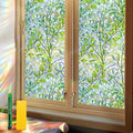 Niviy Window Privacy Film Stained Glass Window Film with Installation Tools, Rainbow Windows Decorative Decals Non-Adhesive Reusable for Home, Bathroom, Glass Door (Leaf Rainbow, 17.5 x 118 in)