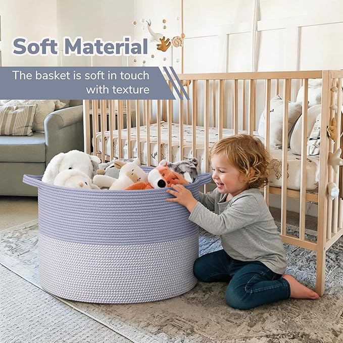 INDRESSME 115L Extra Large Rope Basket, Organizing Storage for Nursery Living Room Home Décor., Decorative Woven Laundry Bask