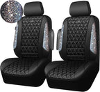 CAR PASS Bling Diamond Leather Car Seat Covers for 2 Front Interior Sets, Waterproof Shining Glitter Sparkly Crystal Universa