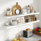 55 Inch Floating Shelves, 8 Inch Deep Floating Shelves for Wall, Hanging Shelf with Invisible Brackets, Deep Shelves for Bath