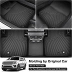 Powerty Floor Mats for 2018-2024 Ford Expedition (Fit 2nd Row Bucket Seats/7 Seats) Accessories All Weather Floor Liner 3D TPE 1st & 2nd Row Floor Mat Heavy-Duty Floor Liners