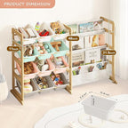 EXPERLAM Toy Storage Organizer with Bookshelf - 12 Storage Bins 4-Tier Multipurpose Shelf to Organize Toys and Books for Kids