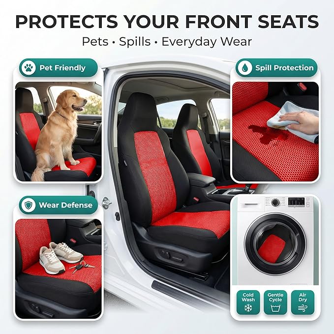 FH Group Automotive Front Car Seat Covers for SUV, Trucks, Sedan and More - Universal Fit Front High Back Design Interior Acc