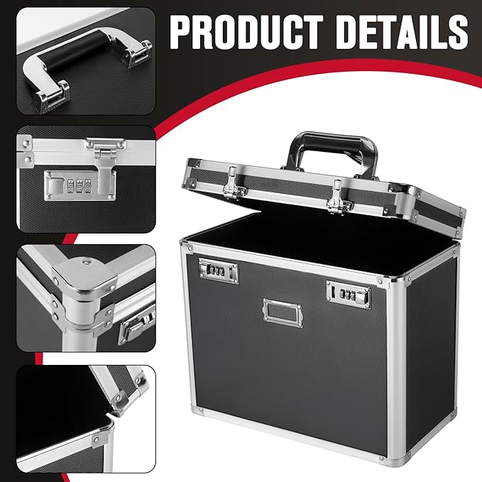 File Organizer Storage Box, Portable Locking Storage Totes - Storage Box with Dual Combination Locks for Filing Office Docume