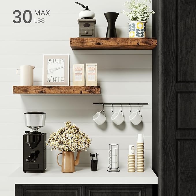 Vivelove Floating Shelves for Wall 16 inchs Long, Display Shelves with Invisible Brackets for Living Room, Bedroom, Kitchen, 