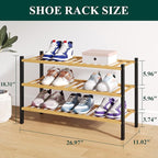 Smiry Bamboo Shoe Rack for Closet, 3 Tier Wooden Stackable Shoe Organizer, Free Standing Shoes Storage Shelf for Entryway, Fr