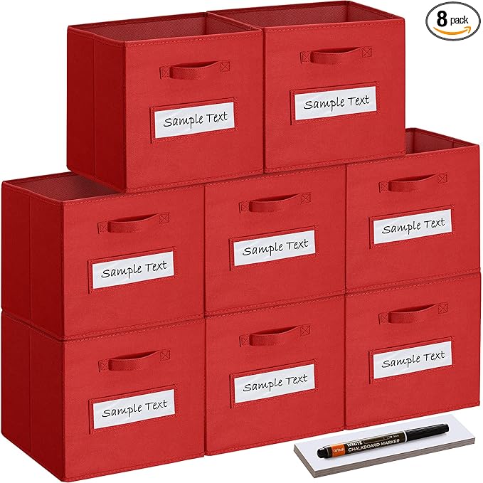 artsdi 13x13x13 storage cube bins(Set of 8) Fabric storage cubes with 8 Labels Window Cards & a Pen, storage cubes 13x13, Col