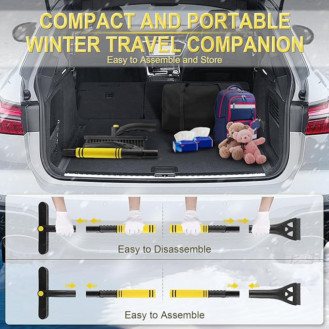 LivTee 32" Snow Brush and Ice Scrapers for Car Windshield, Extendable Car Snow Accessories with Foam Grip, Brush Supports 360 Degree Rotation, Car Winter Removal Tool for Cars, Trucks, SUVs
