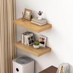 Dreamland 24" Floating Shelves for Wall, 12" Deep Thicker Oak Floating Shelves, Wall-Mounted Shelves for Bedroom, Living Room